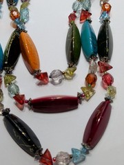 ✨VINTAGE✨ EsMor Bohemian Painted Bead Necklace 3 Strands Hand Strung Fabulous