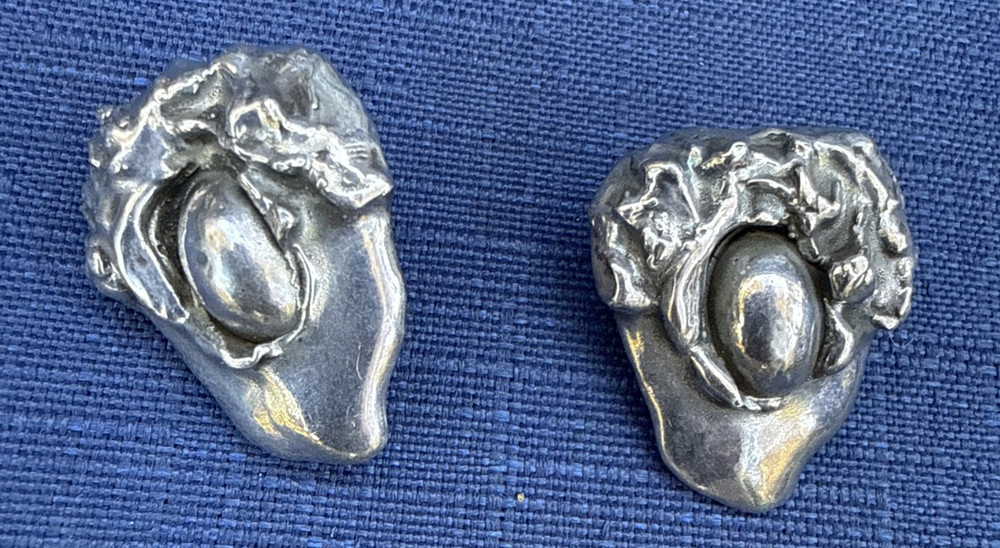 VTG 1970 Michael Anthony Sterling Silver Clip Modernist Earrings