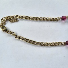 Multistrand Necklace Multicolored Bead Facets Round Made of Glass Plastic Metal