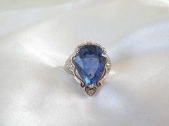 Vintage Sterling Silver 925 Large 10ct Natural Heated London Blue Topaz Ring 6