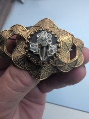 Vintage Art Deco Victorian Style Brooch With Enamel And Rhinestones
