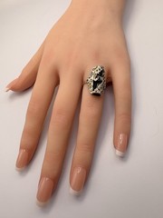 Vintage Onyx Jade Marcasite Art Deco Sterling Silver Ring Size 5.25 5.52 Grams