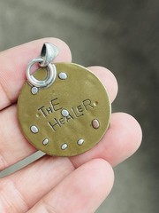 Vintage Sterling Silver Copper Healer Quote Etched Pendant 10-Grams