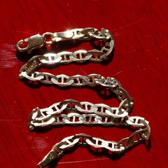 10k yellow gold bracelet 7.0″ anchor / mariner link chain vintage 1.50gr N3095A