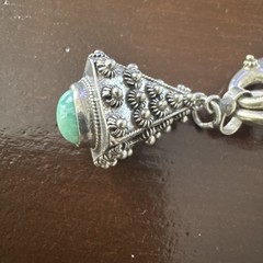 Vintage Silver Revival Charm Bracelet Etruscan 8″ and 800 Gemstones