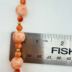 VTG Angel Skin Coral Necklace 36in Carved White Chinese Puzzle Ball 11mm OOAK