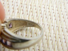 .925 Sterling Silver Purple Almandine Garnet Rhinestone Ring Size 6.25
