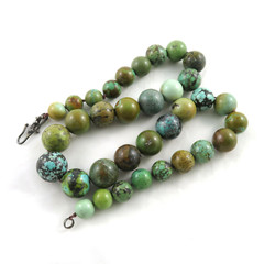 Vintage Chinese Turquoise Necklace Graduated Beads Hubei Silver Clasp 222 Grams