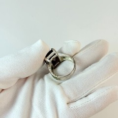 Vintage Signed 925 Sterling Silver Ring Size 9 FAS w/ Large Glass Stone