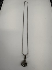VINTAGE 925 ITALY STERLING SILVER NECKLACE WITH IRON METEORITE PENDANT
