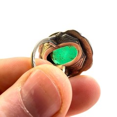 7.2g Antique Vintage Deco 925 Sterling Silver Marcasite Green Onyx Ring S 4.75
