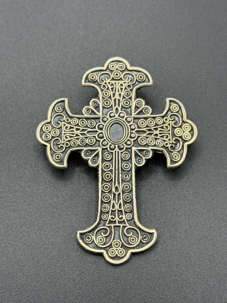 Vintage Sterling Silver Gothic Cross Pendant 1.75″ 9.75 Grams B24