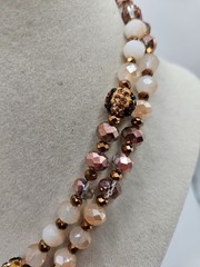 VINTAGE Shades of Bronze Faceted Glass Beaded Long Strand Necklace Covertible