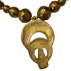 Vintage Brass Etruscan Necklace Tribal Statement Egyptian Revival Art Deco