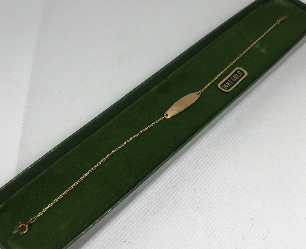 Vintage SOLID 14KT Gold Stamped 7″ Bracelet 1.12 Grams Gift Box New Old Stock