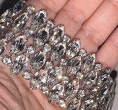 XXL B. David Brilliant Huge Clear Crystal Ice Marquis Rhinestone Estate Bracelet