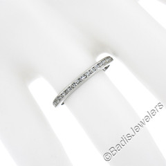 Antique Platinum 0.60ctw Channel Old Single Diamond Eternity Stackable Band Ring