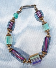 Art Glass Bracelet 6-1/2″ Length Multicolor stainless clasp