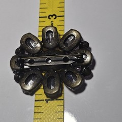 Gold Tone Pink And Yellow Flower Rhinestone Brooch