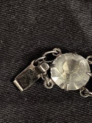 Antique Art Deco Sterling Silver 925 Paste Diamond Bracelet 7.2”Earrings Set 30s