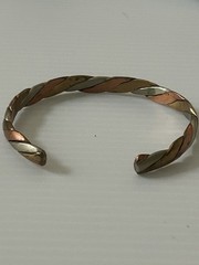 Vintage Copper, Brass, And Silver Bracelet Cuff Art Deco -#555