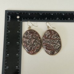 Big Leopard Skin Jasper Cabochon Chunky Stone Huge Oval Drop Statement Earrings