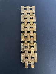 Vtg Italian Bracelet Brev. Pat. gold Plate 1960s Mid Century 8″ (CLASP DAMAGED)
