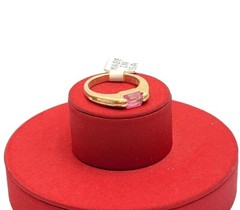 Vtg Sz 5 Ring Sm Pink Cubic Zirconia 18KGE Stackable Fashion Jewelry StySm3