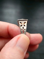 Vintage 90’s Modernist Smoky Quartz & Sterling Silver Ring Size 6