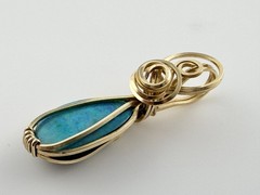 Vintage Handmade Gold Fill Wire Wrapped Boulder Opal Pendant 2.6g Weight 1.25 In