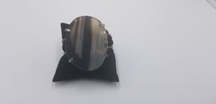 Vintage Handmade Big Oval Cut Smoke Quartz Color Gemstone Silver Tone Bracelet