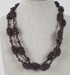 Vintage Garnet Cluster Beaded Necklace 32 In Continuous No Clasp