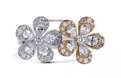 Lab-Created Sparkle White 3.22CT Diamonds Beautiful Double Flower Design Ring