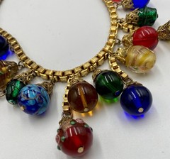 VTG Museum Of Modern Art MMA Murano Glass Bead Necklace Gold Tone USA Flaw