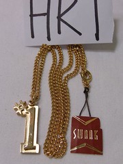 VINTAGE GOLD TONE NECKLACE SWANK 1970’S 1980’S NOS #1 PENDANT ONE FIRST PLACE
