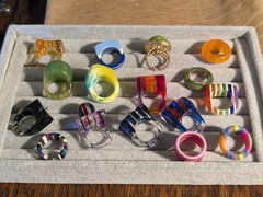 40+ Vintage Bakelite Lucite Etc plastic ring collection! Many sizes & designs!