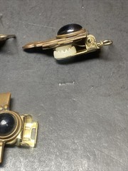 Vintage Art Deco Brass Toned & Black Pendant Statement Jewelry