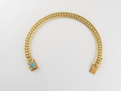 Vintage Portuguese 19K Yellow Gold Articulated Line Bracelet Turquoise Clasp