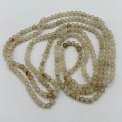 58 Inch Long Vintage White & Smoky Quartz Stone Bead Necklace
