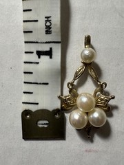 English 9ct Gold Pearl Lavalier Pendant 375 Edwardian Art Deco Style