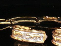 Vintage Two Tone Panther Necklace Set Sculptural Collar & Earrings