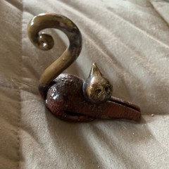 handmade pottery cat figurine 2 in long