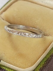 Antique platinum Diamond Ring Band Sz 4 Wedding Anniversary