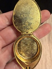 Vintage AVON Gold Tone Egg Shape Perfume Locket Necklace Pendant