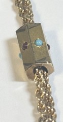 Victorian Gold Filled Slide Chain Garnet Opal Slide 42” 2mm 5x9mm Slide 10.1gr