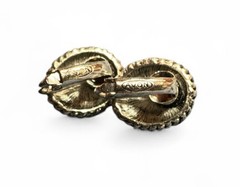 Vintage Avon Oval Silver Tone Setting & Tiger’s Eye Cabochons Clip on Earrings