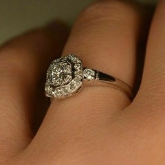 Vintage Target Halo 0.80 Ct Old European Cut Moissanite Engagement Wedding Ring