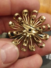 Vintage Opalescent Iridescent Rhinestones Gold Toned Brooch