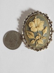 Gerry’s Large Blue Cameo Brooch Floral Pin Victorian Style Signed