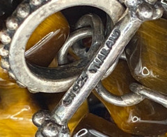 Vintage, 925, Sally Treasures, Tigers Eye 40″ knotted nugget necklace & earrings